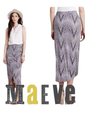 Anthropologie Maeve Purple Side Ruche Wrap Style Midi Skirt (XS)